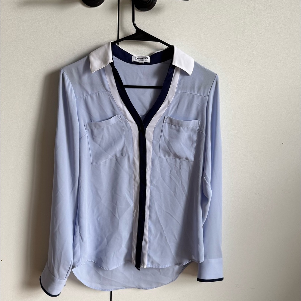 Light Blue Button-Up Blouse